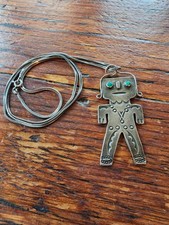 VINTAGE OLD FRED HARVEY ERA NAVAJO STERLING STAMPED KACHINA DANCER PENDANT 24