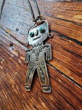 VINTAGE OLD FRED HARVEY ERA NAVAJO STERLING STAMPED KACHINA DANCER PENDANT 24