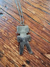 VINTAGE OLD FRED HARVEY ERA NAVAJO STERLING STAMPED KACHINA DANCER PENDANT 24