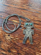 VINTAGE OLD FRED HARVEY ERA NAVAJO STERLING STAMPED KACHINA DANCER PENDANT 24"
