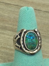 Vintage Fred Harvey Era Sterling Silver Native American Ring Size 9 Horseshoe - Additional view 1