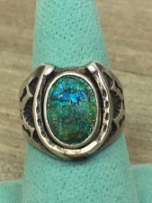 Vintage Fred Harvey Era Sterling Silver Native American Ring Size 9 Horseshoe - Additional view 3