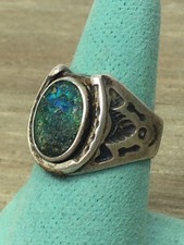 Vintage Fred Harvey Era Sterling Silver Native American Ring Size 9 Horseshoe - Additional view 4