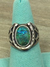 Vintage Fred Harvey Era Sterling Silver Native American Ring Size 9 Horseshoe