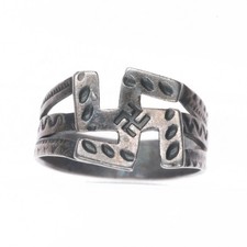 sz6 c1930 Vintage Navajo sterling silver Fred Harvey whirling logs/arrows ring