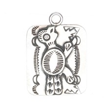 Art Lewis Choctaw sterling silver Fred Harvey era roadrunner pendant/fob/charm - Additional view 1