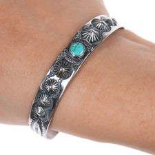 6.25" 30's-40's hand stamped Navajo Fred Harvey cuff bracelet