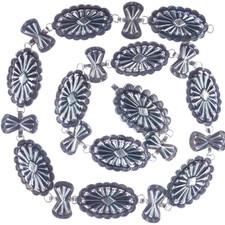 30" 40's-50's Vintage Fred Harvey style stamped sterling silver concho