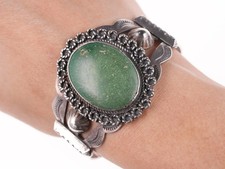 6.5" Fred Harvey Era Southwestern sterling and turquoise cuff bracelet