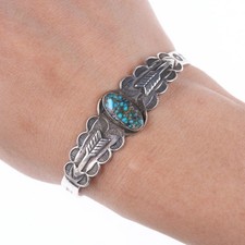 6.25" 1943 spiderweb turquoise Fred Harvey era sterling siver cuff bracelet