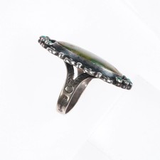 sz7 40's-50's Fred Harvey Cerrillos Turquoise sterling silver snake eye ring - Additional view 2