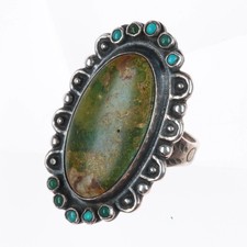 sz7 40's-50's Fred Harvey Cerrillos Turquoise sterling silver snake eye ring