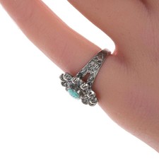 sz5.75 Fred Harvey Era Sterling and spiderweb turquoise ring - Additional view 1