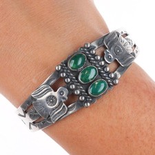 6.25" c1940 Maisels/Fred Harvey Thunderbirds Cerrillos turquoise cuff bracelet