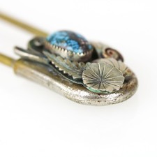 Vintage Fred Harvey Era Navajo Turquoise Extra Large Safety Pin Brooch - Additional view 3