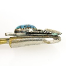 Vintage Fred Harvey Era Navajo Turquoise Extra Large Safety Pin Brooch - Additional view 4