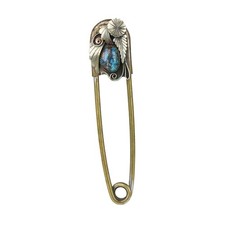 Vintage Fred Harvey Era Navajo Turquoise Extra Large Safety Pin Brooch