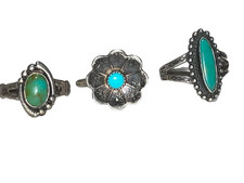 🔥Antique Fred Harvey-era Native American Cabochon Turquoise 925 Silver Lot of 3 - Additional view 15