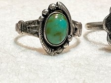 🔥Antique Fred Harvey-era Native American Cabochon Turquoise 925 Silver Lot of 3 - Additional view 8