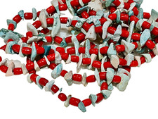 🔥Vintage Fred Harvey-era Native American 44” Coral Turquoise Necklace 1950’s - Additional view 1