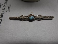 Antique Fred Harvey Turquoise/ Sterling Silver Brooch - Additional view 1