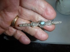 Antique Fred Harvey Turquoise/ Sterling Silver Brooch