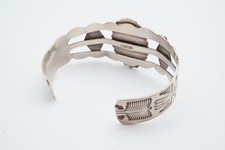 Vtg Fred Harvey Era Navajo Sterling Silver Green Turquoise Cuff Bracelet 6.75