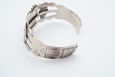Vtg Fred Harvey Era Navajo Sterling Silver Green Turquoise Cuff Bracelet 6.75