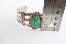Vtg Fred Harvey Era Navajo Sterling Silver Green Turquoise Cuff Bracelet 6.75