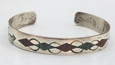 5 Vtg Fred Harvey Era Native American Cuff Bracelets w.MOP ,Turquoise, Coral 68G - Additional view 7