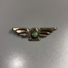 Fred Harvey Era Navajo Hand Stamped Sterling Silver Turquoise Thunderbird Pin