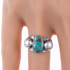 sz5.75 Vintage Fred Harvey Era sterling and turquoise ring