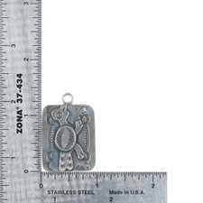 Art Lewis Choctaw sterling silver Fred Harvey era roadrunner pendant/fob/charm - Additional view 3