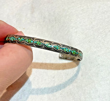 🔥Native American 1950’s Fred Harvey 925 Sterling Turquoise Sunrise bracelet - Additional view 9