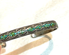 🔥Native American 1950’s Fred Harvey 925 Sterling Turquoise Sunrise bracelet