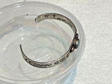 š„Native American 1920s Fred Harvey 925 Silver Kingman Turquoise Bracelet Arrow - Additional view 2