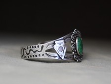 Vintage Fred Harvey Era Navajo Sterling Silver Turquoise Cuff Bracelet Size 6.75 - Additional view 3