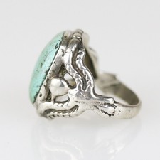 Old Fred Harvey Era Sterling Silver Thunderbird Turquoise Ring Sz 9.5 - Additional view 2
