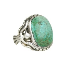 Old Fred Harvey Era Sterling Silver Thunderbird Turquoise Ring Sz 9.5
