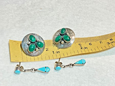 🔥Old Pawn 1930’s Fred Harvey Native American Turquoise Squash Blossom Earrings - Additional view 11