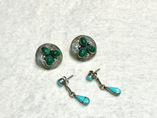 🔥Old Pawn 1930’s Fred Harvey Native American Turquoise Squash Blossom Earrings - Additional view 5
