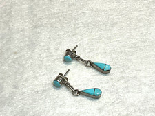 🔥Old Pawn 1930’s Fred Harvey Native American Turquoise Squash Blossom Earrings - Additional view 6