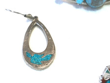 🔥Southwest 1930s Fred Harvey 600 Silver Turquoise Bracelet Earring Button Pin - Additional view 7