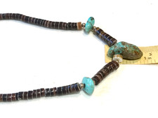 🔥Early 1930 Fred Harvey Native America Kingman Turquoise Chunks Necklace Silver - Additional view 11