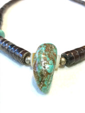 🔥Early 1930 Fred Harvey Native America Kingman Turquoise Chunks Necklace Silver - Additional view 4