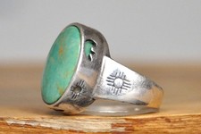 Fred Harvey Era Carolyn Pollack Turquoise Green Ring - Size 6 - Stamped and Test