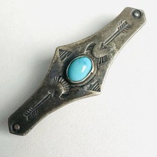 VTG Fred Harvey Era Sterling Silver Turquoise Early C Clamp Brooch Pin Southwest - Additional view 2