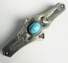 VTG Fred Harvey Era Sterling Silver Turquoise Early C Clamp Brooch Pin Southwest