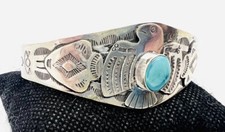 Fred Harvey Tribute Two Tone Blue TURQUOISE STERLING Silver THUNDEBIRD Bracelet - Additional view 2