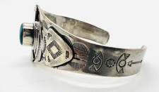 Fred Harvey Tribute Two Tone Blue TURQUOISE STERLING Silver THUNDEBIRD Bracelet - Additional view 7